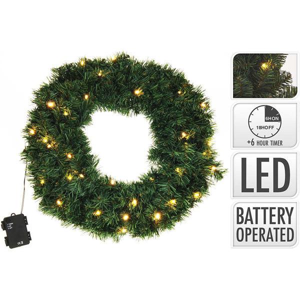 WREATH | 50 CM | 200 TIPS | 25 LED | BATTERY OPERATED - handy.ch