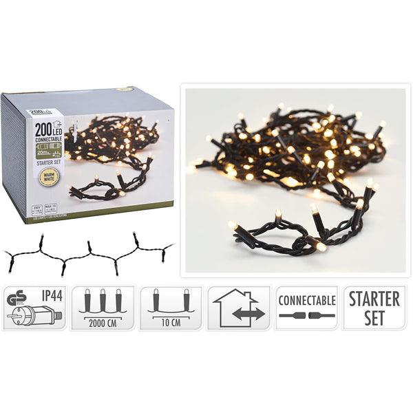 Anschliessbare Weihnachtsbeleuchtung | Starter-Set | 200 LEDs | Warmweiss | 230 V - handy.ch