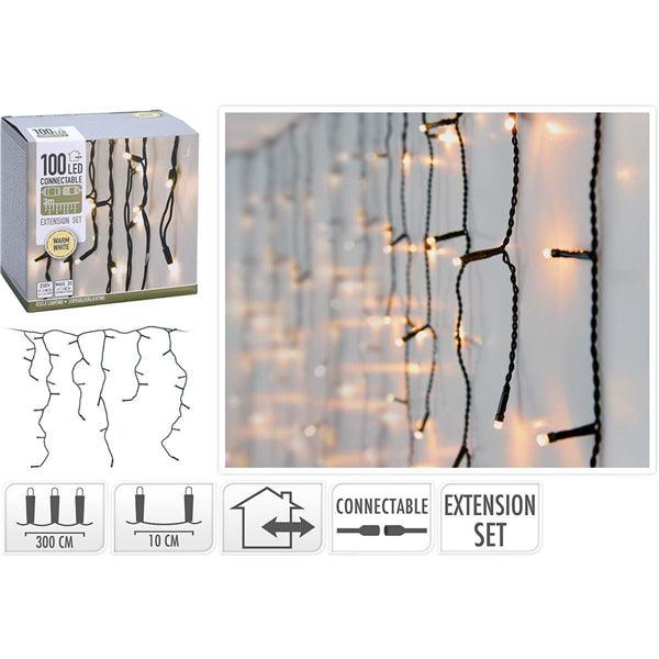 CONNECTABLE CHRISTMAS ICICLE LIGHTS | EXTENSION SET | 100 LED | WARM WHITE | 230 V - handy.ch