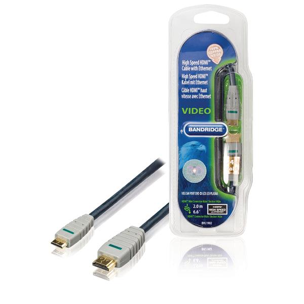 High Speed HDMI Kabel mit Ethernet HDMI Anschluss - HDMI Mini Stecker 2.00 m Blau - handy.ch