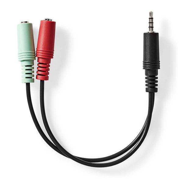 Stereo-Audiokabel | 3.5 mm Stecker | 2x 3.5 mm Buchse | Vernickelt | 0.20 m | Rund | Anthrazit | Box - handy.ch