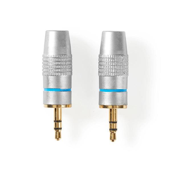 Audio-Anschluss | gerade | Stecker | Vergoldet | Kabeleingangsdurchmesser: 7.0 mm | Metall | Silber | 2 Stück | Blister - handy.ch
