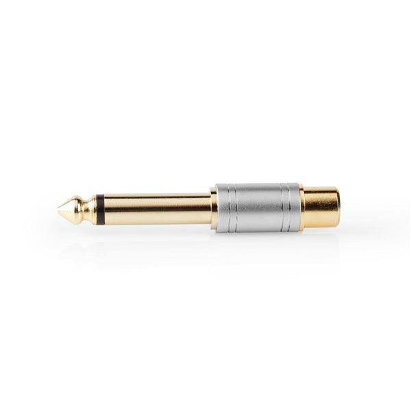 Mono-Audio-Adapter | 6.35 mm Stecker | Cinch Buchse | Vergoldet | Gerade | Metall | Silber | 1 Stück | Box - handy.ch