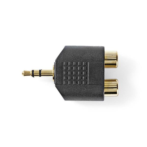 Stereo-Audio-Adapter | 3.5 mm Stecker | 2x Cinch Buchse | Vergoldet | Gerade | ABS | Schwarz | 10 Stück | Plastikbeutel - handy.ch