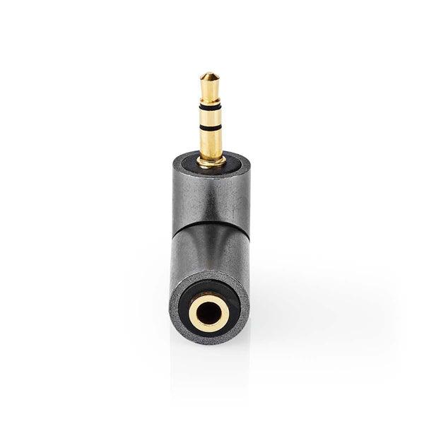 Stereo-Audio-Adapter | 3.5 mm Stecker | 3.5 mm Buchse | Vergoldet | Gerade | Metall | Gold / Gun Metal Grau | 1 Stück | Verpackung mit Sichtfenster - handy.ch