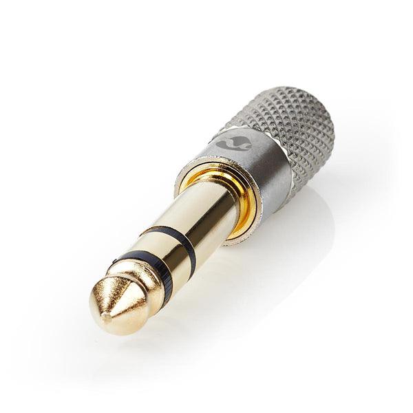 Stereo-Audio-Adapter | 6.35 mm Stecker | 3.5 mm Buchse | Vergoldet | Gerade | Aluminium | Gold / Metall | 1 Stück | Verpackung mit Sichtfenster - handy.ch