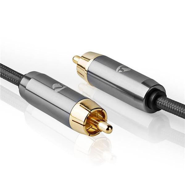 Subwoofer Kabel | RCA | RCA | Vergoldet | 3.00 m | Rund | 4.5 mm | Anthrazit / Gun Metal Grau | Aussenverpackung - handy.ch