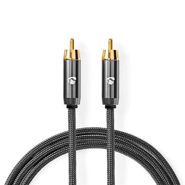 Digital-Audio-Kabel | RCA | RCA | Vergoldet | 1.00 m | Rund | Baumwolle | Gun Metal Grau | Verpackung mit Sichtfenster - handy.ch
