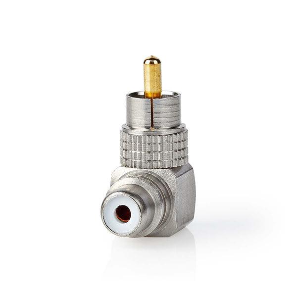 Mono-Audio-Adapter | RCA | Cinch Buchse | Vergoldet | 90° abgewinkelt | Metall | Gun Metal Grau / Metall | 2 Stück | Verpackung mit Sichtfenster - handy.ch