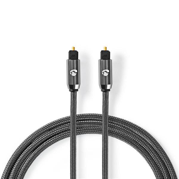 Optisches Audiokabel | Toslink Stecker | Toslink Stecker | 1.00 m | Rund | Baumwolle | Gun Metal Grau | Verpackung mit Sichtfenster - handy.ch