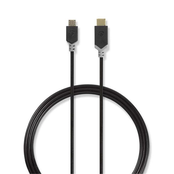 USB-Kabel | USB 2.0 | USB-C Stecker | USB Micro-B Stecker | 60 W | 480 Mbps | Vergoldet | 1.00 m | Rund | PVC | Anthrazit | Verpackung mit Sichtfenster - handy.ch