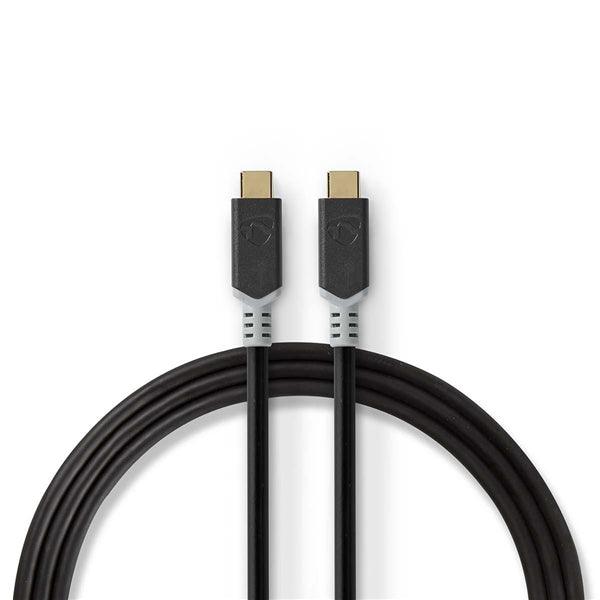USB-Kabel | USB 3.2 Gen 2x2 | USB-C Stecker | USB-C Stecker | 100 W | 4K@60Hz | 20 Gbps | Vergoldet | 2.00 m | Rund | PVC | Silber | Box - handy.ch