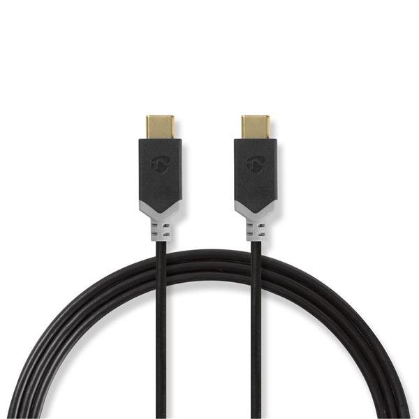 USB-Kabel | USB 3.2 Gen 1 | USB-C Stecker | USB-C Stecker | 60 W | 4K@60Hz | 5 Gbps | Vergoldet | 2.00 m | Rund | PVC | Schwarz | Box - handy.ch