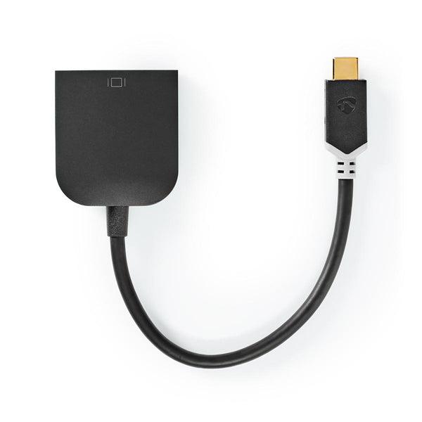 USB-C Adapter | USB 3.2 Gen 1 | USB-C Stecker | VGA Buchse | 1920x1200 | 0.20 m | Rund | Vergoldet | PVC | Anthrazit | Verpackung mit Sichtfenster und Eurolochung - handy.ch
