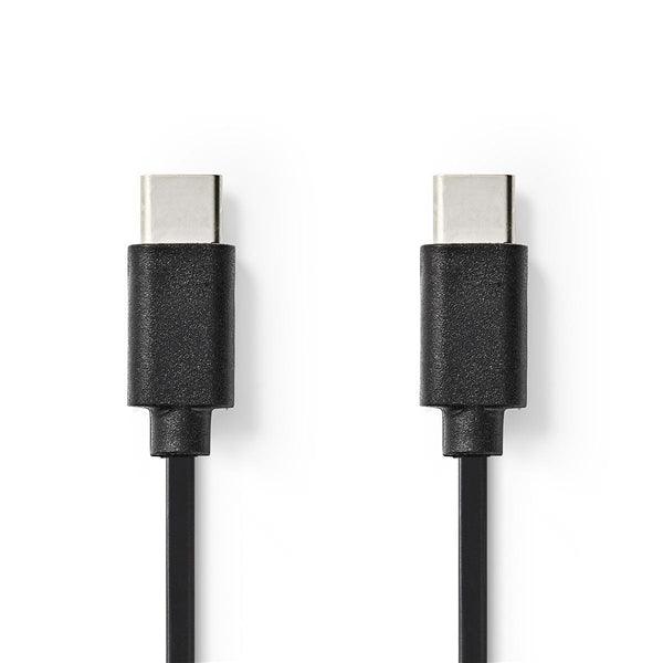 USB-Kabel | USB 2.0 | USB-C Stecker | USB-C Stecker | 60 W | 480 Mbps | Vernickelt | 1.00 m | Rund | PVC | Schwarz | Box - handy.ch
