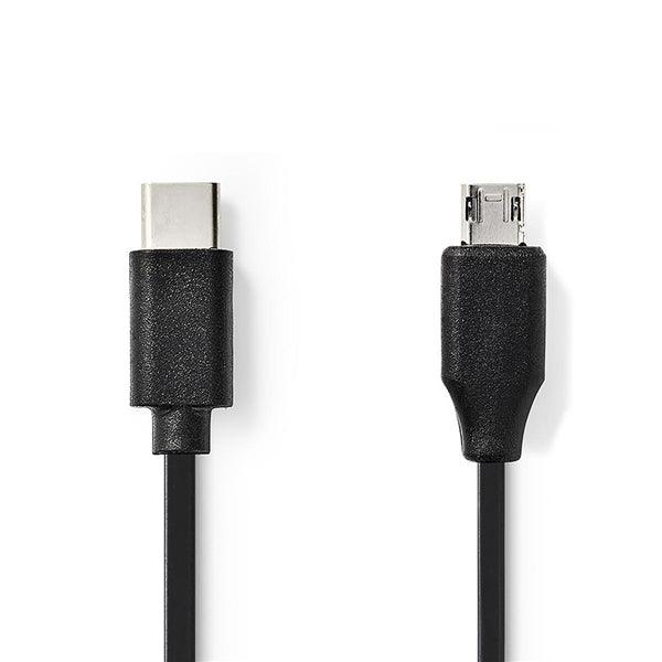 USB-Kabel | USB 2.0 | USB-C Stecker | USB Micro-B Stecker | 60 W | 480 Mbps | Vernickelt | 1.00 m | Rund | PVC | Schwarz | Blister - handy.ch