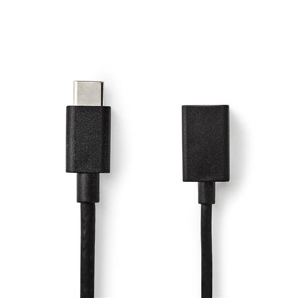 USB-C Adapter | USB 3.2 Gen 1 | USB-C Stecker | USB-A Buchse | 5 Gbps | 0.15 m | Rund | Vernickelt | PVC | Schwarz | Box - handy.ch