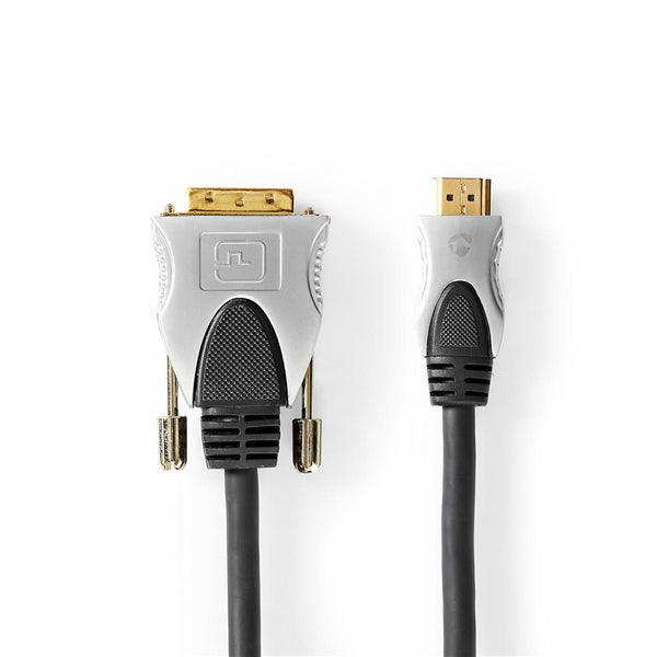 HDMI -Kabel | HDMI Stecker | DVI-D 18+1-Pin Stecker | 1080p | Vergoldet | 2.50 m | Gerade | PVC | Anthrazit | Hartschalenblister - handy.ch
