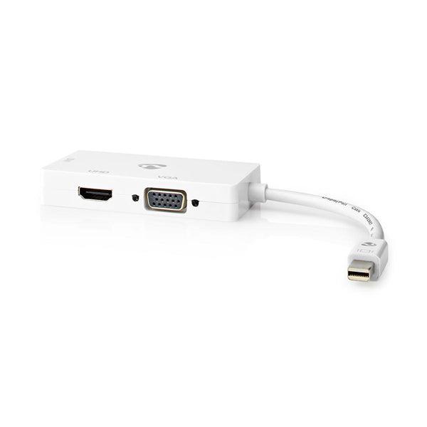 Displayport-Adapter | Mini DisplayPort Stecker | DVI-D 24+1-Pin Buchse / HDMI Buchse / VGA Buchse | 4K@60Hz | Vernickelt | Schaltbar | 0.20 m | Rund | ABS | ABS | Weiss | Plastikbeutel - handy.ch
