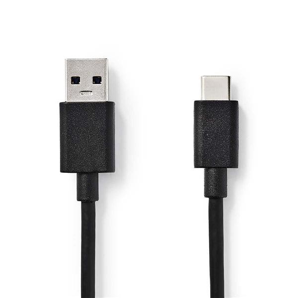 USB-Kabel | USB 3.2 Gen 1 | USB-A Stecker | USB-C Stecker | 15 W | 5 Gbps | Vernickelt | 1.00 m | Rund | PVC | Schwarz | Umschlag - handy.ch