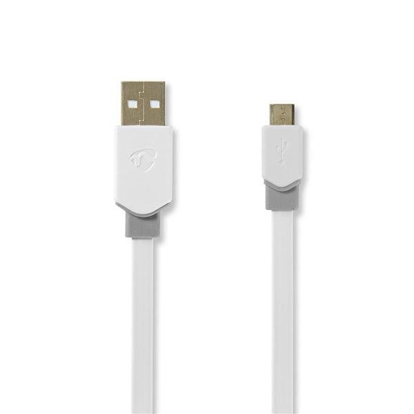 USB-Kabel | USB 2.0 | USB-A Stecker | USB Micro-B Stecker | 12 W | 480 Mbps | Vernickelt | 1.00 m | Rund | PVC | Weiss | Box - handy.ch