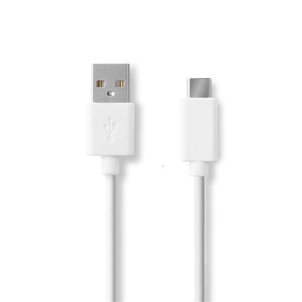 USB-Kabel | USB 2.0 | USB-A Stecker | USB-C Stecker | 480 Mbps | Vernickelt | 2.00 m | rund | PVC | Weiss | Box - handy.ch