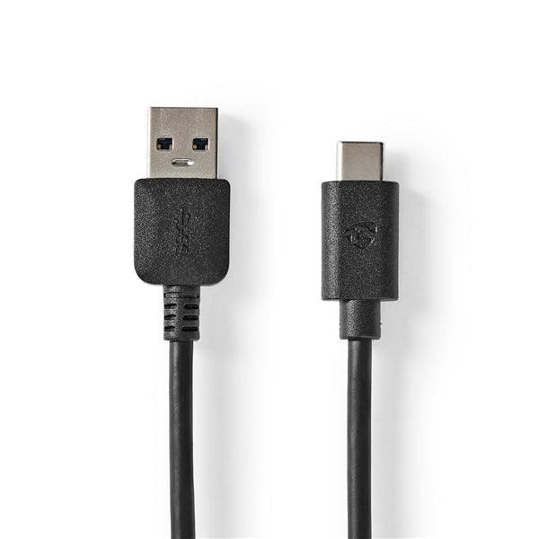 USB-Kabel | USB 3.2 Gen 1 | USB-A Stecker | USB-C Stecker | 60 W | 5 Gbps | Vernickelt | 2.00 m | Rund | PVC | Schwarz | Box - handy.ch