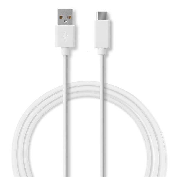 USB-Kabel | USB 3.2 Gen 1 | USB-A Stecker | USB-C Stecker | 60 W | 5 Gbps | Vernickelt | 2.00 m | Rund | PVC | Weiss | Box - handy.ch