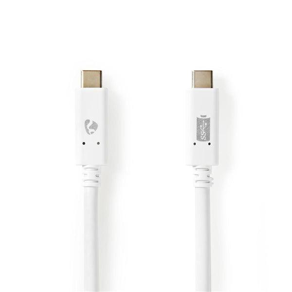 USB-Kabel | USB-C Stecker | USB-C Stecker | Vernickelt | 2.00 m | rund | PVC | Weiss | Verpackung mit Sichtfenster - handy.ch