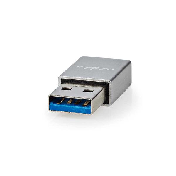 USB-A Adapter | USB 3.2 Gen 1 | USB-A Stecker | USB-C Buchse | 5 Gbps | Rund | Vernickelt | Silber | Aussenverpackung - handy.ch