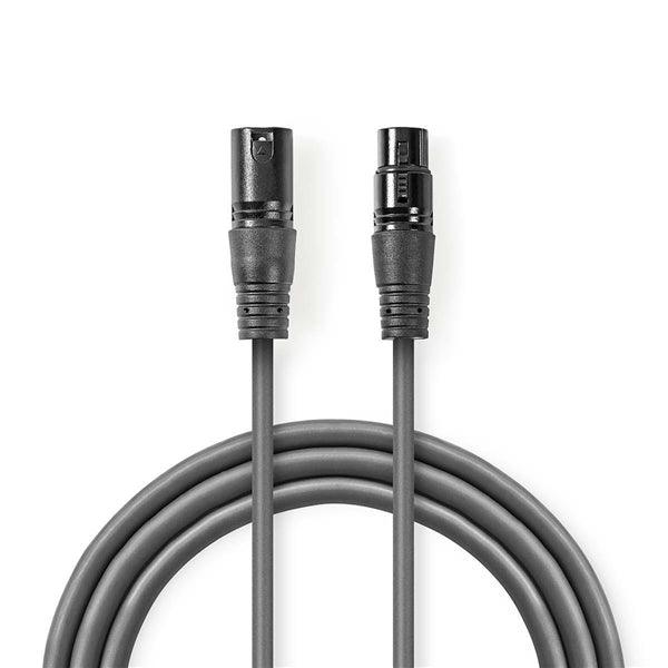 Balanced Audio-Kabel | XLR 3-Pin Stecker | XLR 3-Pin Buchse | Vernickelt | 0.50 m | Rund | PVC | Dunkelgrau | Kartonhülle - handy.ch