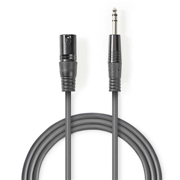 Balanced Audio-Kabel | XLR 3-Pin Stecker | 6.35 mm Stecker | Vernickelt | 1.50 m | Rund | PVC | Dunkelgrau | Kartonhülle - handy.ch
