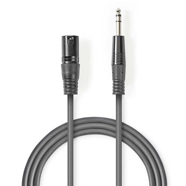 Balanced Audio-Kabel | XLR 3-Pin Stecker | 6.35 mm Stecker | Vernickelt | 5.00 m | Rund | PVC | Dunkelgrau | Kartonhülle - handy.ch