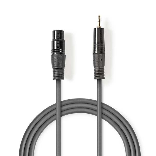 Balanced Audio-Kabel | XLR 3-Pin Buchse | 3.5 mm Stecker | Vernickelt | 1.00 m | Rund | PVC | Dunkelgrau | Kartonhülle - handy.ch