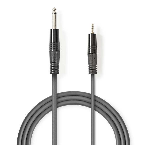 Stereo-Audiokabel | 6.35 mm Stecker | 3.5 mm Stecker | Vernickelt | 1.50 m | Rund | Dunkelgrau | Kartonhülle - handy.ch