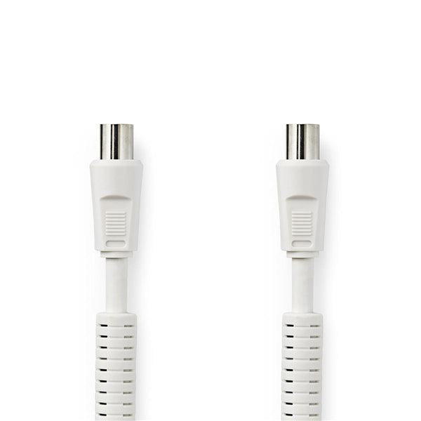 Koaxial Kabel | IEC (Coax) Stecker | IEC (Coax) Buchse | Vernickelt | 100 dB | 75 Ohm | Doppelt geschirmt | 2.00 m | Rund | PVC | Weiss | Box - handy.ch