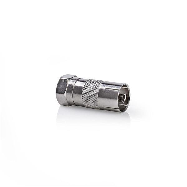 Satelliten- und Antennenadapter | F Stecker | IEC (Coax) Buchse | Vernickelt | 75 Ohm | Gerade | Metall | Silber | 10 Stück | Umschlag - handy.ch