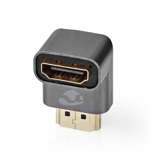 HDMI -Adapter | HDMI Stecker | HDMI Ausgang / HDMI Buchse | Vergoldet | 90° abgewinkelt | Aluminium | Gun Metal Grau | 1 Stück | Verpackung mit Sichtfenster - handy.ch