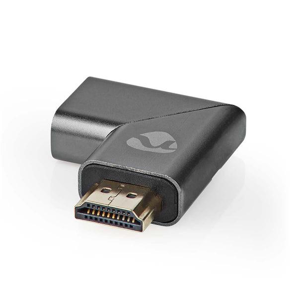HDMI -Adapter | HDMI Stecker | HDMI Ausgang / HDMI Buchse | Vergoldet | Links abgewinkelt | Aluminium | Gun Metal Grau | 1 Stück | Verpackung mit Sichtfenster - handy.ch