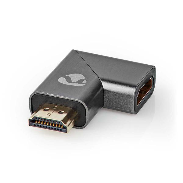 HDMI -Adapter | HDMI Stecker | HDMI Ausgang / HDMI Buchse | Vergoldet | Rechts abgewinkelt | Aluminium | Gun Metal Grau | 1 Stück | Verpackung mit Sichtfenster - handy.ch