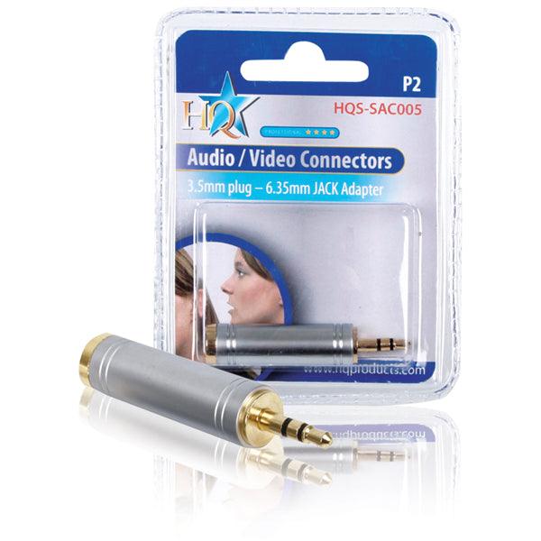 Stereo-Audio-Adapter 3.5 mm male - 6.35 mm female Silber