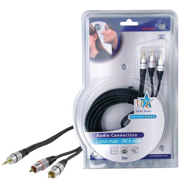 Stereo-Audiokabel 3.5 mm male - 2x RCA male 5.00 m Dunkelgrau - handy.ch