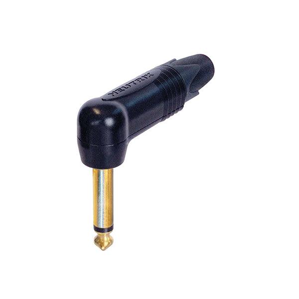 2-poliger 6.35-mm-Profi-Winkelstecker goldene Kontakte schwarzes Gehäuse - handy.ch