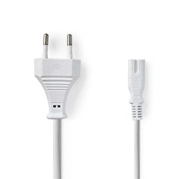 Stromkabel | Euro Männlich | IEC-320-C7 | Gerade | Gerade | Vernickelt | 3.00 m | Flach | PVC | Weiss | Plastikbeutel - handy.ch