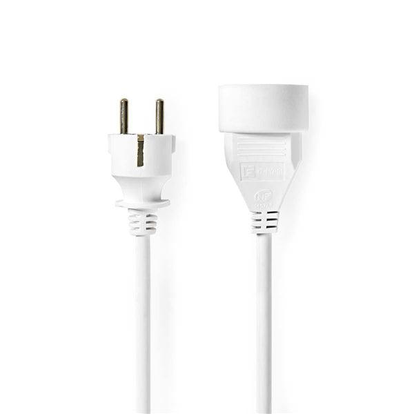 Verlängerungskabel Französisch M - Französisch F | Typ F (CEE 7/7) | Französich | 5.0 m | 3680 W | 250 V - 50/60 Hz | Art der Erdung: Erdungsstift | Buchsenwinkel: 90 ° | H05VV-F 3G1.5 | Geräteausgangsanschluss: 1 | Weiss - handy.ch