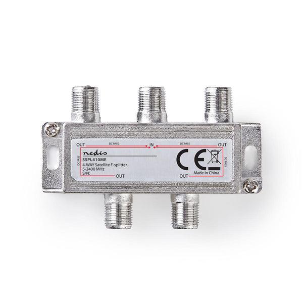 Satelliten-Splitter | 5 - 2400 MHz | 11.5 dB | Anzahl Eingänge: 1 | Anzahl der Ausgänge: 4 | Impedanz: 75 Ohm | Zink | Silber - handy.ch