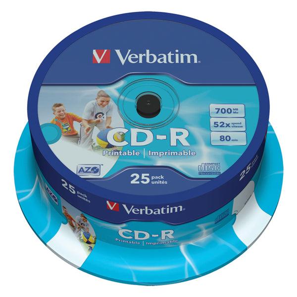 CD-R AZO Wide Inkjet Printable 700 MB 52x 25 Stück Spindel