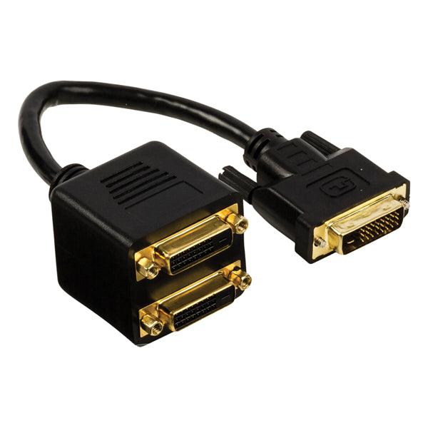 DVI-Kabel DVI-D 24+1p Stecker - 2x DVI-D 24 + 1-pol female 0.20 m Schwarz