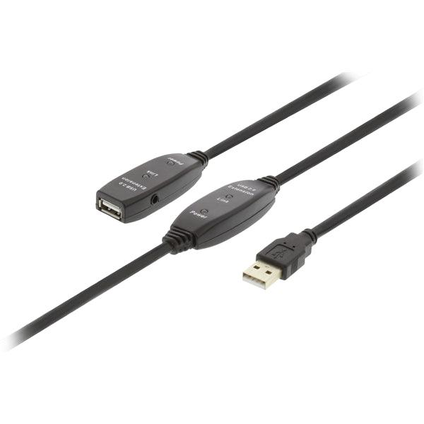 Aktive USB 2.0 Verlängerungskabel USB A male - USB A female 30 m Schwarz - handy.ch