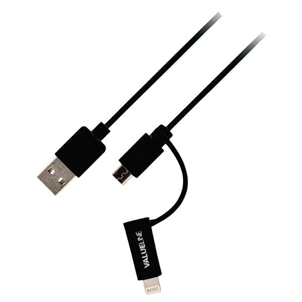 2-in-1-Sync und Ladekabel USB A male - Micro-B male 1.00 m Schwarz - handy.ch